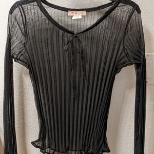 Sheer, pleated black top - size 2